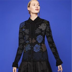 Oleana Sissel Cardigan New Floral Peonies in Black